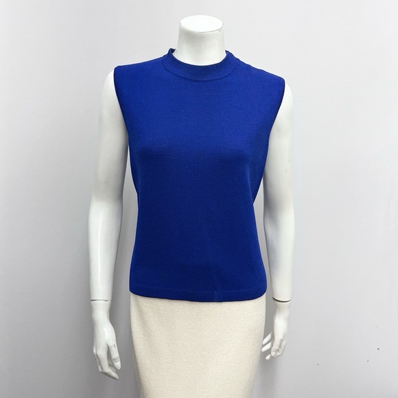 St. John Santana Knit Top Royal Blue Zipper On 1 Shoulder Size S Fits M - Picture 1 of 6